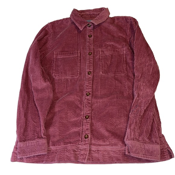 L.L. Bean Tops - LL Bean Corduroy Button Up Shirt Jacket Women's Medium Reg Pink Cotton Shacket